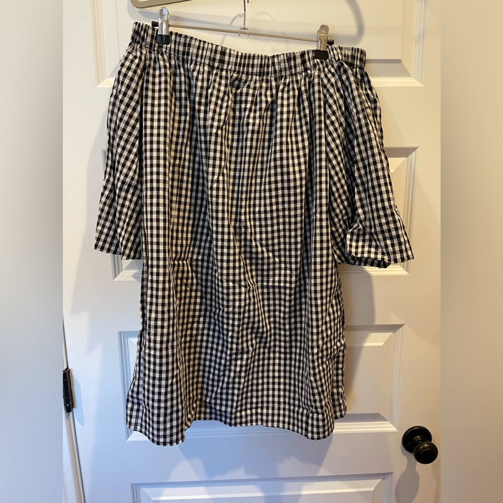Off Shoulder Casual Mini Gingham Dress